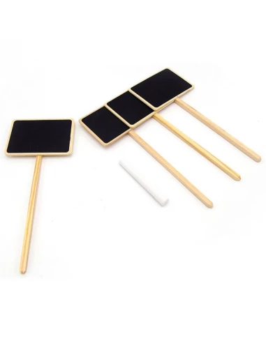 etiquette façon ardoise naturelle, avec cadre bois h20,5 cm - 4 x