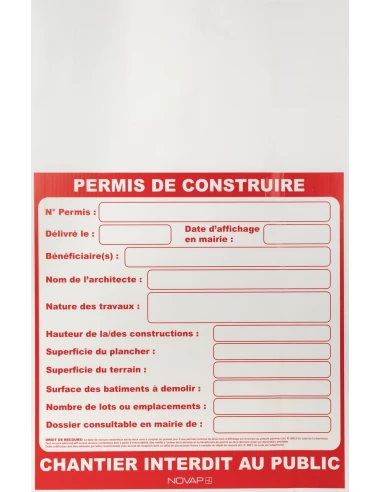 Panneau permis de construire 1200x800mm