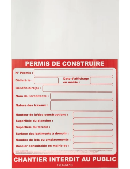 Panneau permis de construire 1200x800mm