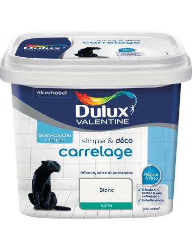Peinture carrellage mural ou sol satin blanc 0,5l - DULUX VALENTINE