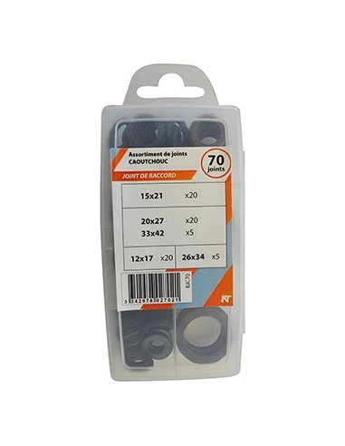 coffret 70 joints caoutchouc int 12x17/15x21/20x27/26x34/33x42