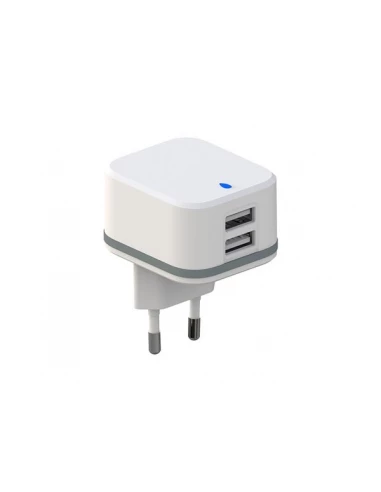 chargeur compact avec 2 connexions usb - 5 v - 4 8 a max - 24 w max - blanc