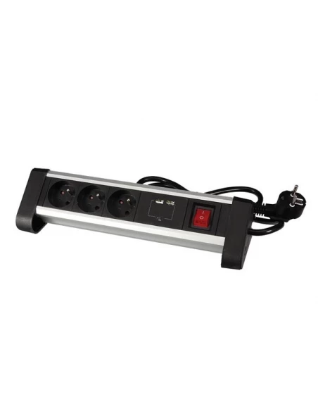 multiprise de table - 3 prises - 2 ports usb - 2 4 a - terre française
