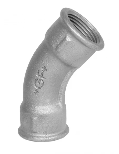 Courbe grand rayon 45° EN FONTE FEMELLE/FEMELLE galva 26x34 - CODITAL
