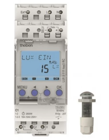 Interrupteur crépusculaire digital programmable LUNA TOP3 Theben