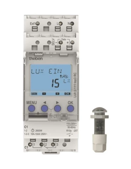 Interrupteur crépusculaire digital programmable LUNA TOP3 Theben