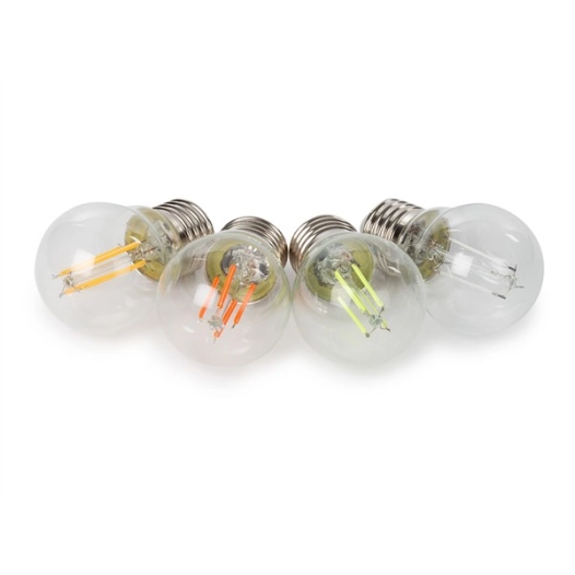 jeu d'ampoules à filament led - g45 - verre clair - 4 pcs - rouge - vert - bleu - orange