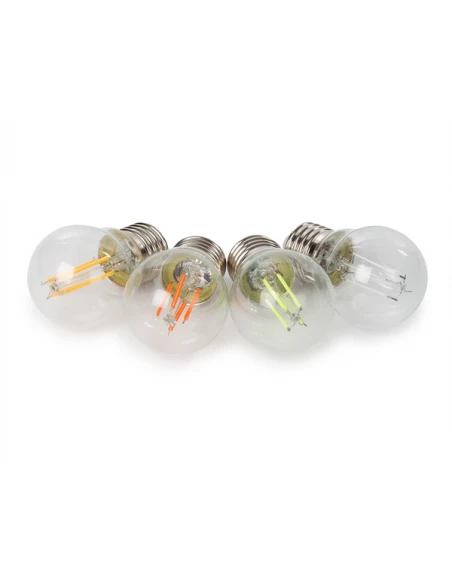 jeu d'ampoules à filament led - g45 - verre clair - 4 pcs - rouge - vert - bleu - orange