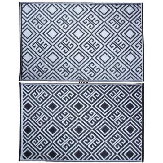 tapis d'exterieur noir blanc 119,5x186cm