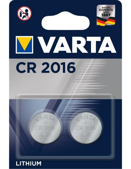10 Pile Bouton Lithium Cr2016 3v Varta (EMBALLAGE 2 Unit) Ø20,0x1,6mm