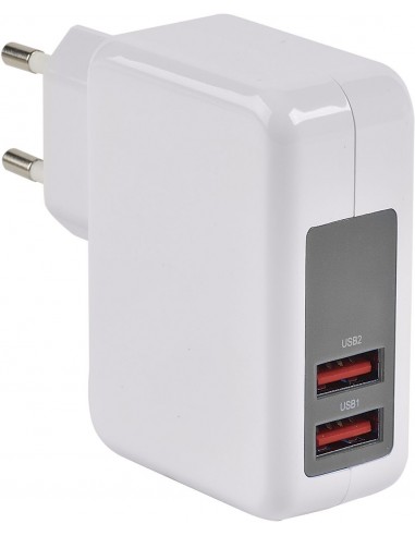 CHARGEUR USB sur Secteur 230V - 5V/2.4A (Smart Charge) + 1A - ERARD