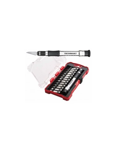 scalpel aluminium + 13 lames en coffret désignation scalpel + 13 lames en coffret