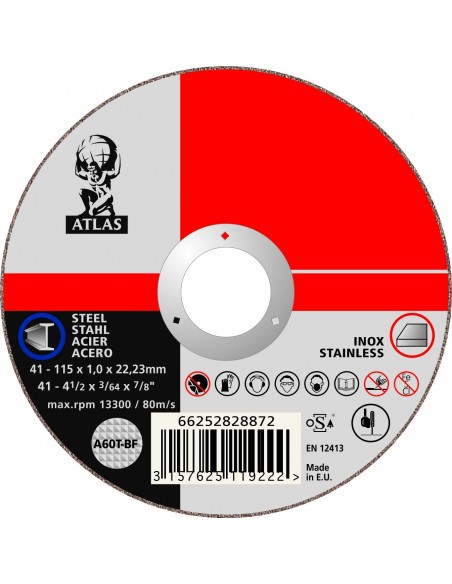 Disque à tronçonner métal 230mm Découpe rapide et précise acier/inox - Atlas