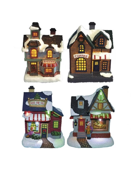 petite maison lumineuse, 8leds, 4 modeles assorties