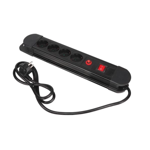 bloc multiprise- 4 prises - avec protection contre les surcharges - schuko