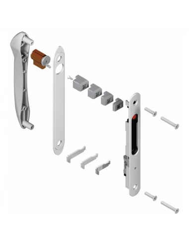 Fermeture coquille encastrée pour baie coulissante alu - Kit - Silene 8299