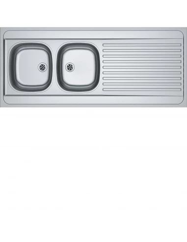 Evier Man à poser - 2 cuves 1 égouttoir - Inox lisse Franke 140x60 inox - 2c1e