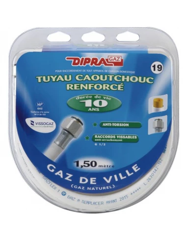 Tuyau flexible caoutchouc 1.50 m optima gaz naturel 10 ans - DIPRA