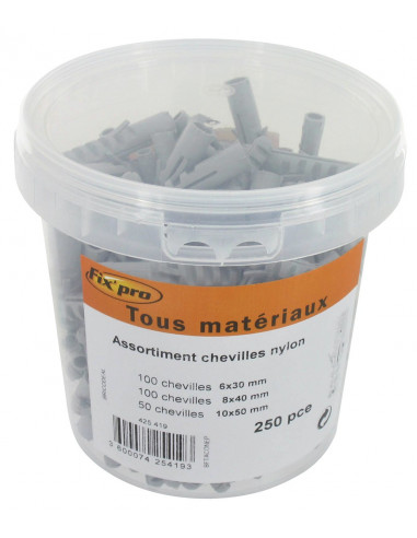 Seau Chevilles Nylon Fixpro Kit de fixation polyvalent - Fixpro