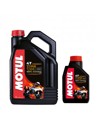 Huile moteur moto MOTUL 7100 4T 10W40 100% synthèse 4L + 1L offert