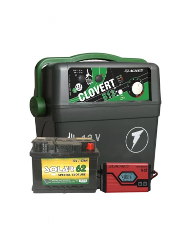 Electrificateur Clovert B13 + Chargmatic 4/12 + Accu 62 Ah
