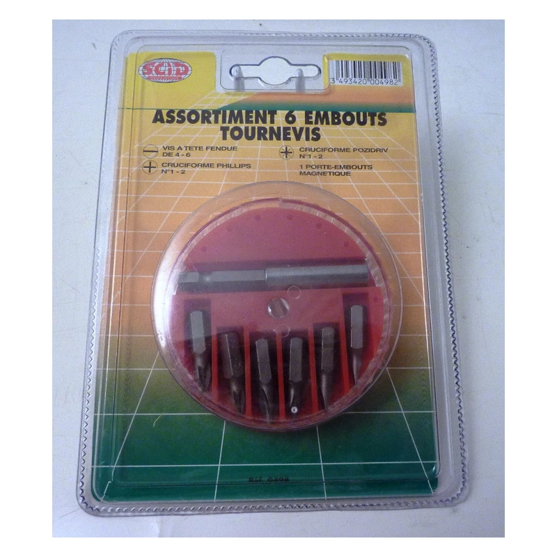 embout vis plat+phillips+pozidriv ass /6 scid