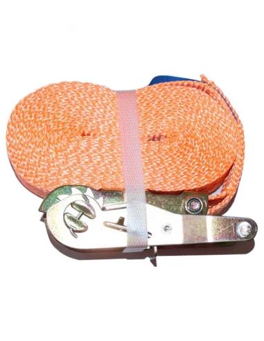 sangle plate d'arrimage 35 mm 900 dab long 5m avec tendeur a cliquet