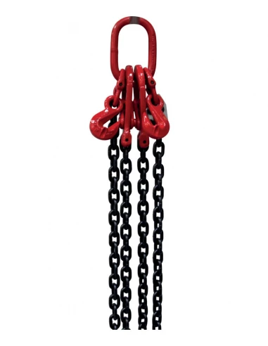 chaine de levage 7mm 2 brins 3 m + 4 crochets