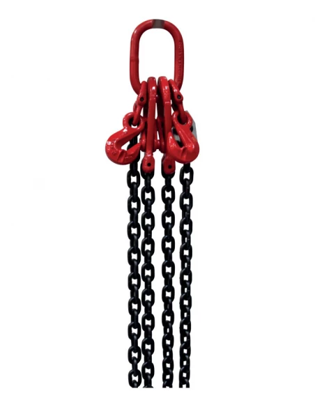 chaine de levage 7mm 2 brins 3 m + 4 crochets