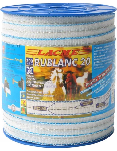 ruban rublanc rb 20-200, larg. 2cm, 2 cond.Cuivre Ø 0,25mm,4 inox ø0.25 chevaux