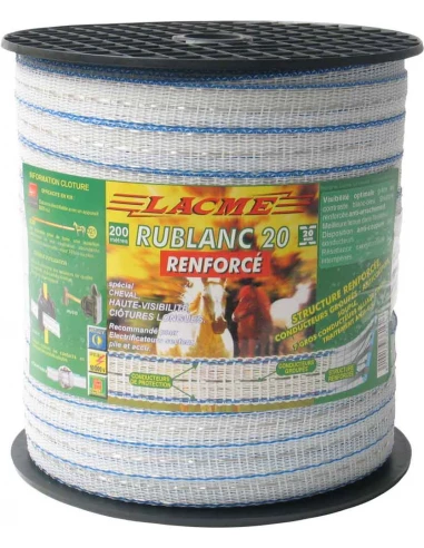 ruban renforcé rf 20-200, larg. 20mm, 3 cond.Cuivre Ø 0,30mm, 4 inox ø0.30