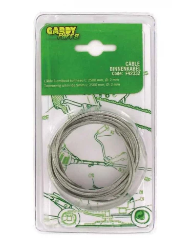 Câble universel souple 19 fils à embout tonneau. L totale: 2500mm, Ø: ext: 2mm