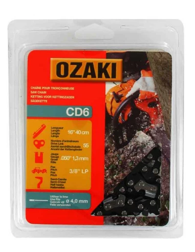 Chaîne de tronçonneuse OZAKI sous coque semi carrée: 3/8''LP 050 (1,3mm) 55 entraîneurs ( E55 )