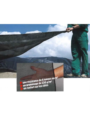grille tissee pour proteger les silos 'silotex' 8x10 m - noir 240g/m²