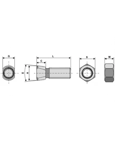 boulon conique 12*33 2 mp 12.9 hu ecrou 8.8 boite de 25 - (coni1233129)