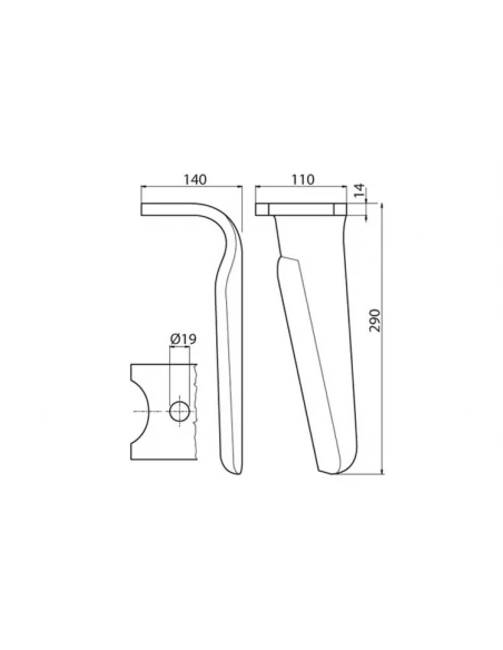 dent herse - droite - kuhn - adapt - k2500081 - fixation rapide