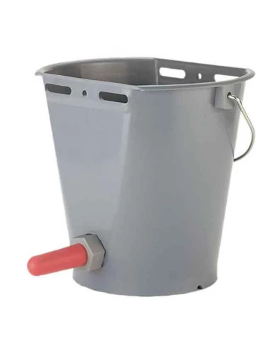 seau à veau plastique 8l avec clapet et tétine rouge