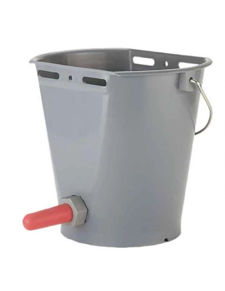 seau à veau plastique 8l avec clapet et tétine rouge