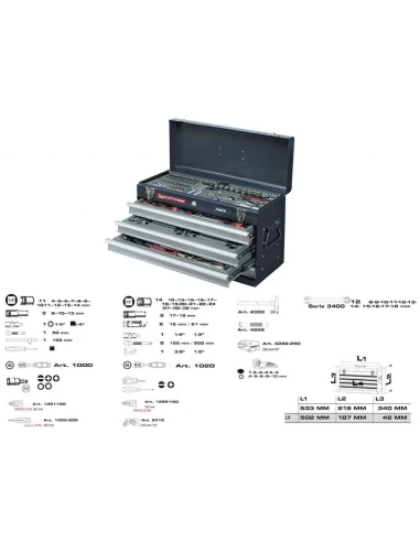 coffret de 100 outils universels avec 4 tiroirs - kraftwerk