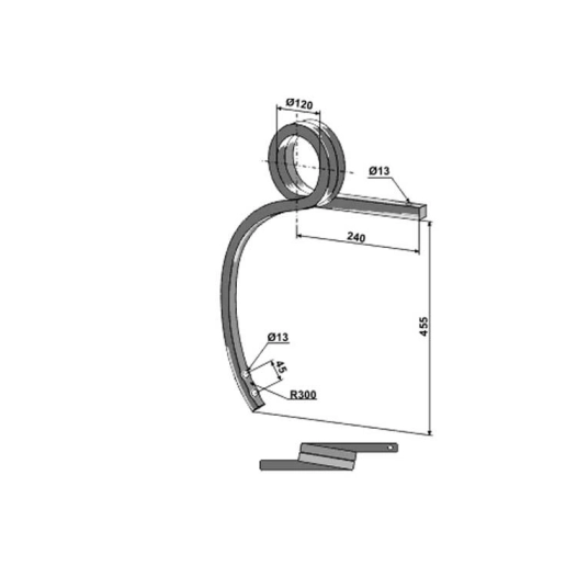 dent cultivateur - droite - multimarque - adapt - double spire pd - 25x25 mm