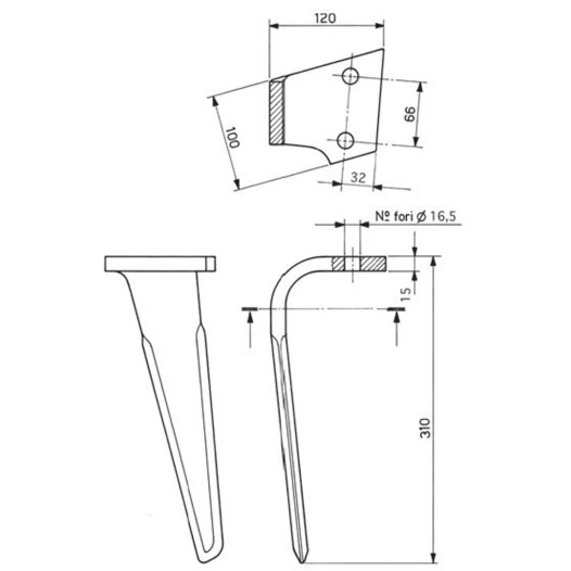 dent herse - gauche - emy-elenfer - adapt - 2901270 - ca/cr - boulonnee