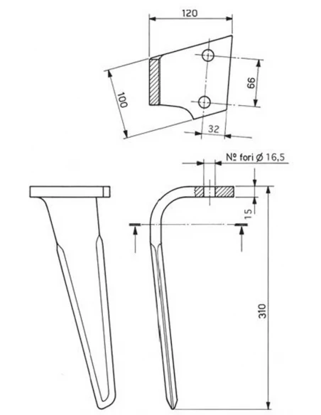 dent herse - gauche - emy-elenfer - adapt - 2901270 - ca/cr - boulonnee