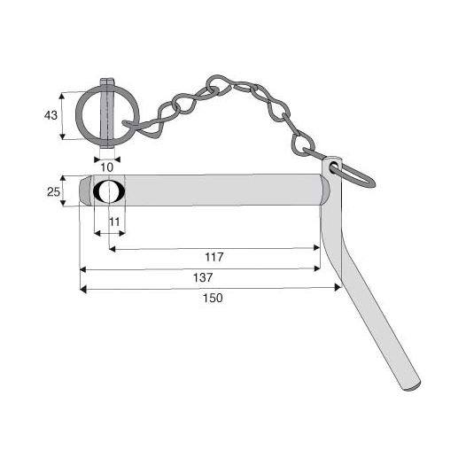 axe d'attelage à poignée cat 1