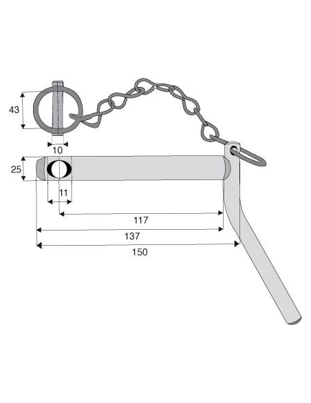 axe d'attelage à poignée cat 1