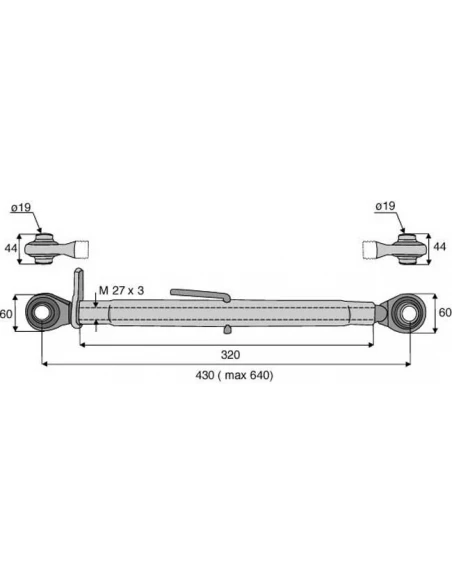 barre de poussée rotule et rotule cat 1