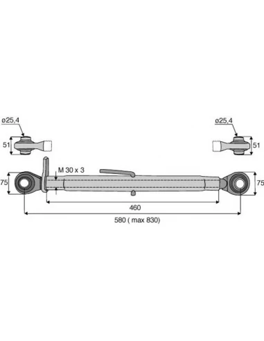 barre de poussée rotule et rotule cat 2