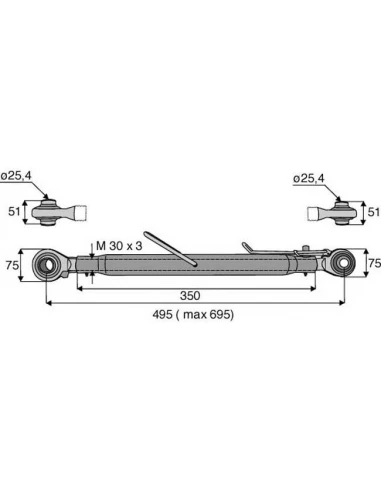 barre de poussée rotule et rotule cat 2