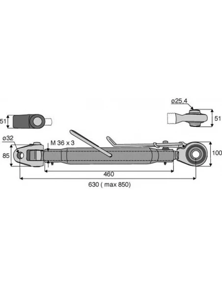 barre de poussée articulation crochet cat 2