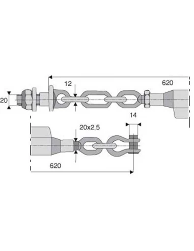 stabilisateur a chaines - øfiletage 20x2,5 - l 620