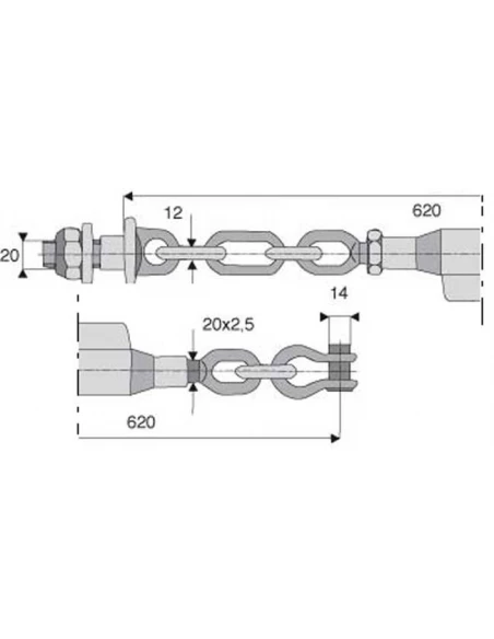 stabilisateur a chaines - øfiletage 20x2,5 - l 620